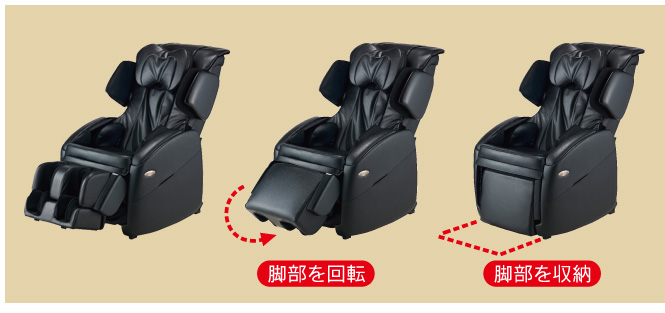 脚部を回転　脚部を収納